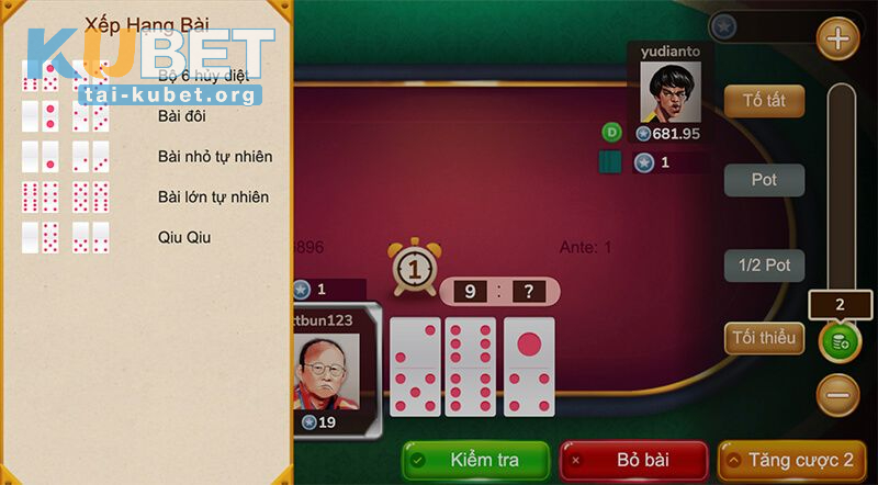 Các kết hợp trong game bài Domino QQ từ cao đến thấp