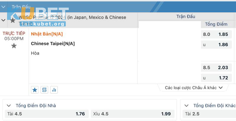 Cược Tài Xỉu toàn trận (Over/Under)